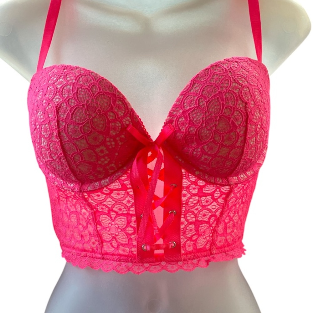Victoria's Secret Hot Pink Lace Bustier Bra